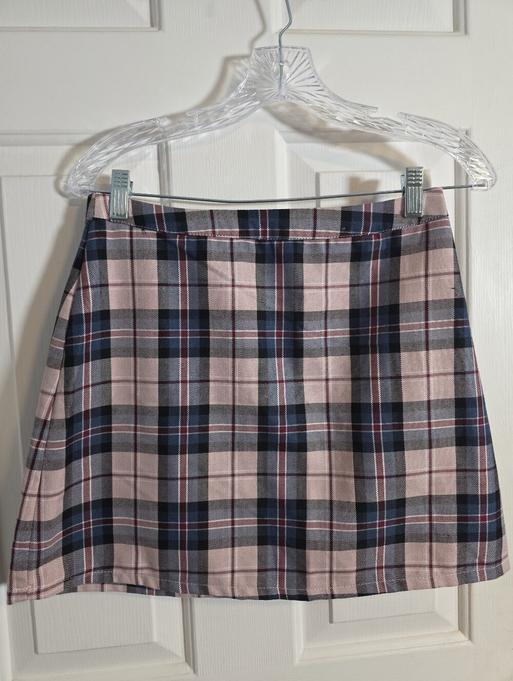 Primark A-Line Mini Skirt Tartan Plaid 60s MOD Style Size 6 Pink/Blk/Blue